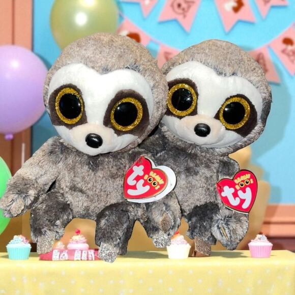 Ty Beanie Boos Plush Sloth Dangler Stuffed Animal Nursery Twins Eyes 7" Lot of 2 - Picture 12 of 12